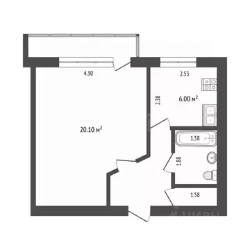 1-к кв. Ростовская область, Аксай ул. Вартанова, 10 (33.8 м)