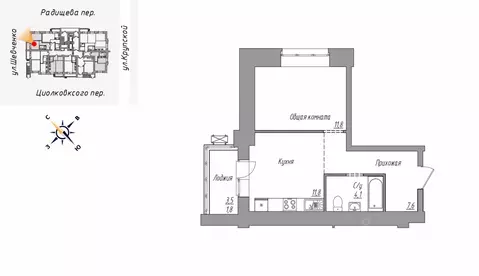 1-к кв. Алтайский край, Барнаул  (38.8 м)
