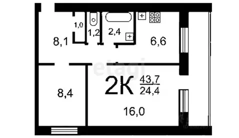 2-к кв. Тульская область, Тула ул. Макаренко, 19к2 (43.2 м)