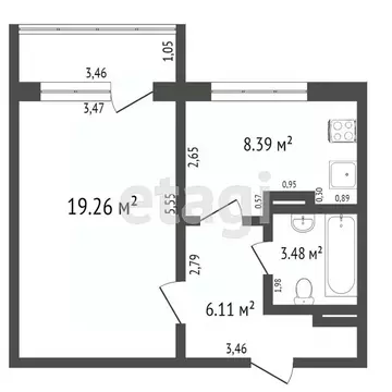 1-к кв. Ульяновская область, Ульяновск Промышленная ул., 93 (38.0 м)