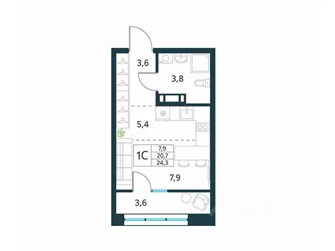 Студия Забайкальский край, Чита Хороший мкр,  (24.3 м)