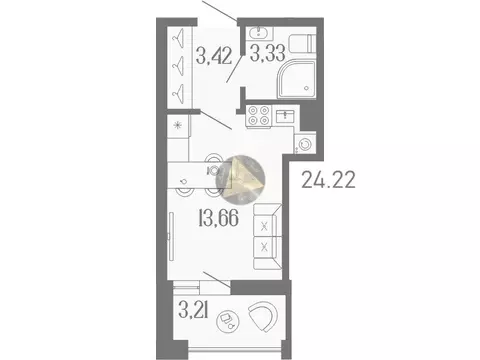 Квартира-студия: Санкт-Петербург, улица Коли Томчака, 3 (24.22 м)
