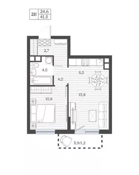 2-к кв. Дагестан, Дербент ул. Сальмана (41.44 м)