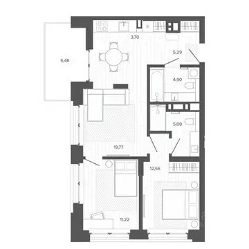 3-к кв. Алтайский край, Барнаул ул. Сизова, 20 (68.98 м)