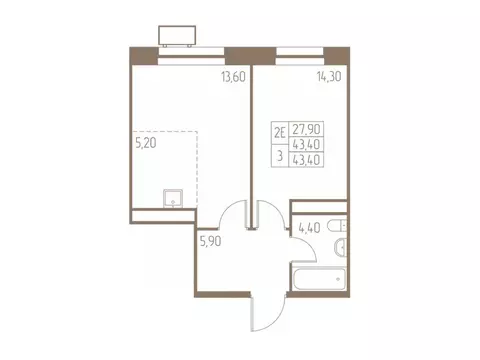 2-к кв. Московская область, Пушкино Фабрикант жилой комплекс, 1 (43.4 ...
