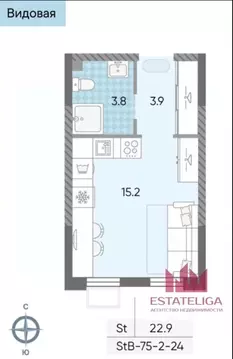 Студия Москва Производственная ул., 19Ак2 (22.0 м)