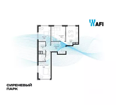 3-к кв. Москва Сиреневый парк жилой комплекс (75.3 м)