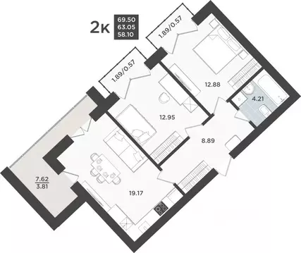 2-к кв. Калининградская область, Калининград Невский Парк жилой ...