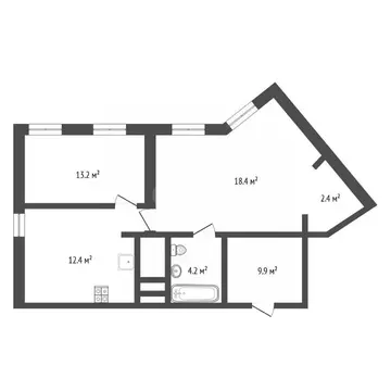 2-к кв. Тюменская область, Тюмень ул. Республики, 204к13 (60.9 м)