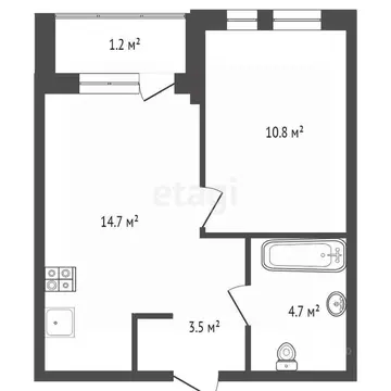 1-к кв. Тюменская область, Тюмень Полевая ул., 117к8 (33.2 м)