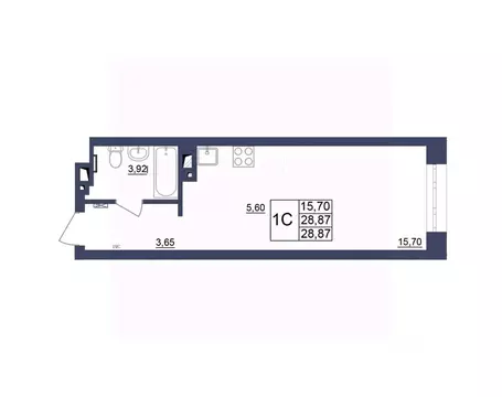 Студия Башкортостан, Уфа Космос жилой комплекс, лит1 (28.87 м)