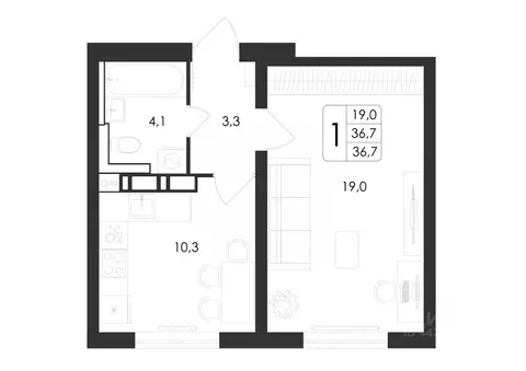 1-к кв. Воронежская область, Воронеж ул. Загоровского, 5/3 (36.7 м)