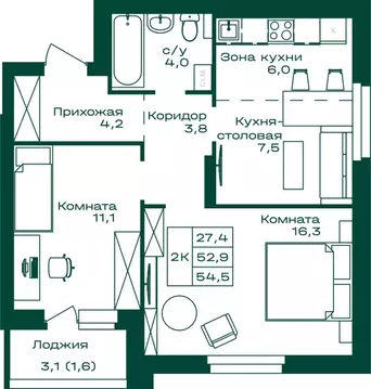 2-к кв. Алтай, Майминский район, с. Майма Алтайская ул., 2к4 (54.5 м)