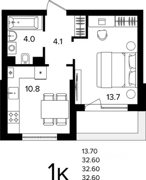 1-к кв. Калининградская область, Гурьевский муниципальный округ, пос. ...