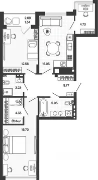 2-к кв. Калининградская область, Гурьевский муниципальный округ, пос. ...