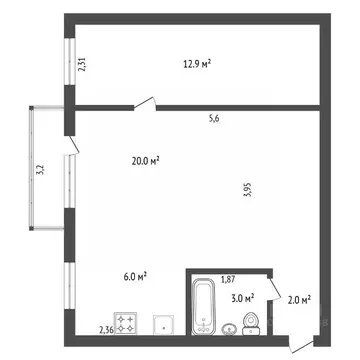 2-к кв. Амурская область, Благовещенск ул. Шевченко, 109 (43.2 м)