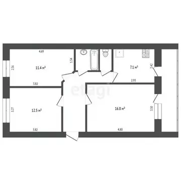 3-к кв. Белгородская область, Белгород ул. Губкина, 55 (60.0 м)