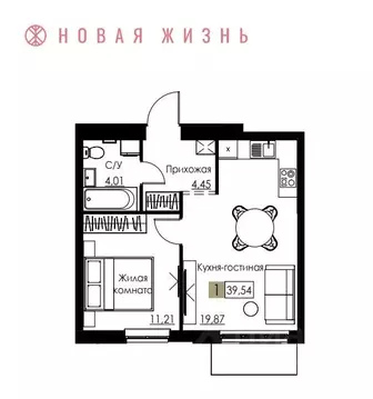 1-к кв. Самарская область, Самара Спортивная ул. (39.5 м)