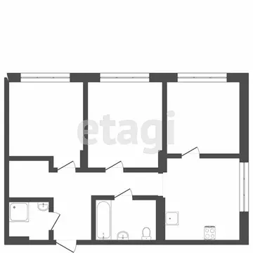 3-комнатная квартира: Тюмень, Стройотрядовская улица, 12 (60.1 м)