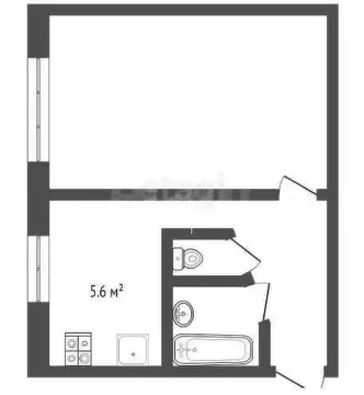 Квартира, 1 комната, 27.9 м