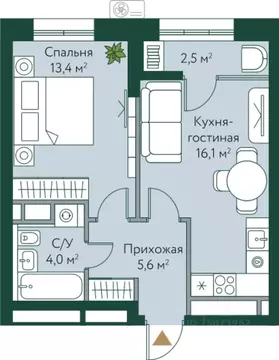 1-к кв. Волгоградская область, Волгоград Новосибирская ул., 74 (41.6 ...