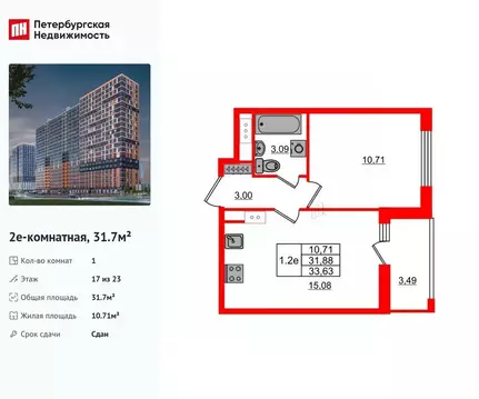 1-к кв. Ленинградская область, Всеволожский район, Свердловское ...