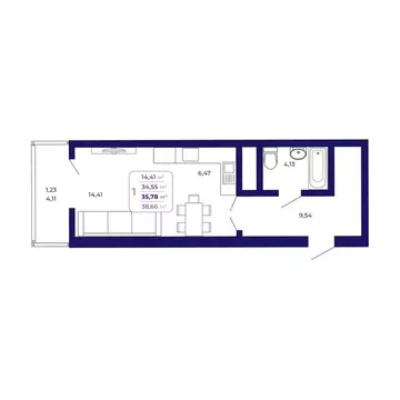 1-к кв. Башкортостан, Уфа Затон-Восточный жилрайон, Паруса жилой ...