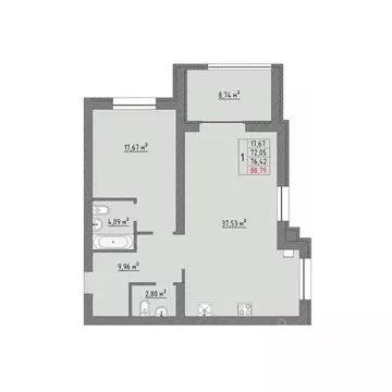 2-к кв. Ивановская область, Иваново Кооперативная ул., 3 (80.79 м)