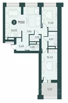 2-к кв. Курганская область, Курган Малиновые высоты жилой комплекс ...