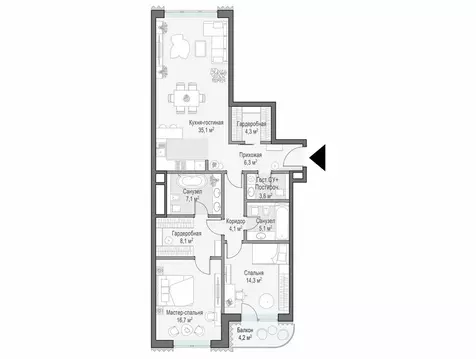 2-комнатная квартира: Москва, Большой Толмачёвский переулок, 5с1 ...