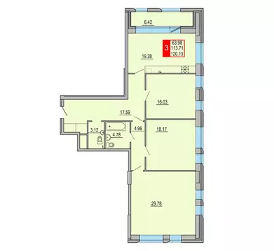 3-к кв. Тверская область, Тверь Петербургское ш., 3к1 (120.13 м)