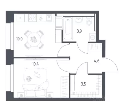 1-к кв. Московская область, Мытищи пер. 1-й Стрелковый (31.7 м)