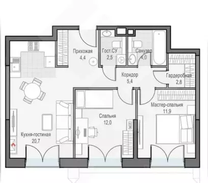 3-комнатная квартира: Москва, улица Академика Королёва, 21 (60 м)