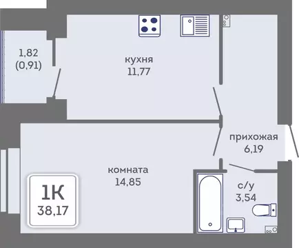1-к кв. Пермский край, Пермь Кировоградская ул., 28 (38.17 м)