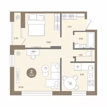 2-к кв. Нижегородская область, Нижний Новгород 52-й Автозавода кв-л,  ...