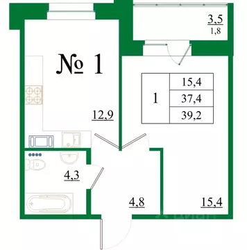 1-к кв. Ленинградская область, Гатчина Красносельское ш., 4А (39.2 м)