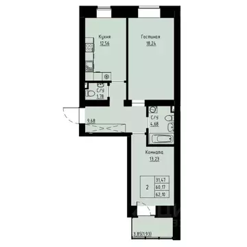 2-к кв. Красноярский край, Красноярск ул. Елены Стасовой, 82 (59.9 м)