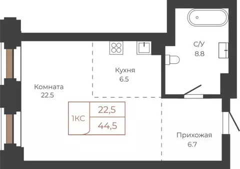 1-к кв. Алтайский край, Барнаул пл. Баварина, 8к2 (44.6 м)