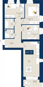 3-к кв. Татарстан, с. Верхний Услон  (60.71 м)