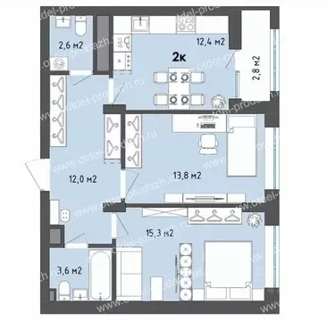 2-к кв. Воронежская область, Воронеж бул. Содружества, 1 (61.1 м)