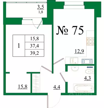 1-к кв. Ленинградская область, Гатчина Красносельское ш., 4А (39.2 м)
