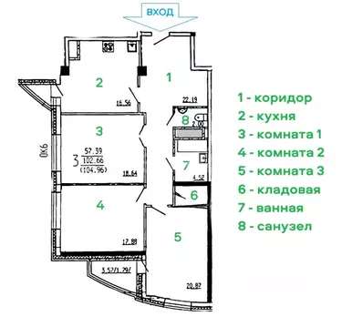3-к кв. Воронежская область, Воронеж ул. Революции 1905 года, 31Ю ...
