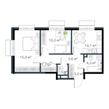 2-комнатная квартира: Владивосток, жилой комплекс Дом на Востоке, 6к1 ...