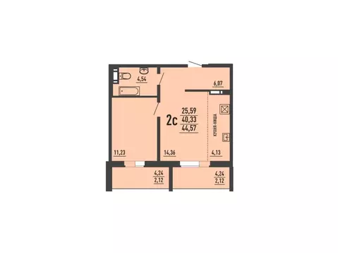 2-к кв. Челябинская область, Челябинский городской округ, пос. ...