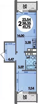 2-к кв. Ростовская область, Ростов-на-Дону ул. Костенко, 12 (41.75 м)