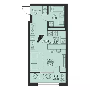 1-к кв. Свердловская область, Екатеринбург просп. Космонавтов, 100 ...