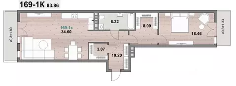 1-к кв. Калининградская область, Зеленоградск ул. Гагарина (83.87 м)