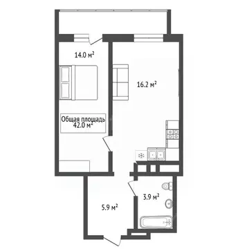 1-к кв. Новосибирская область, Новосибирск ул. Ясный Берег, 10 (42.0 ...