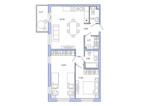 2-к кв. Ленинградская область, Гатчина ул. Чехова, 39 (71.4 м)