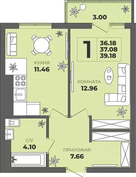 1-к кв. Калининградская область, Калининград ул. Генерала Толстикова, ...